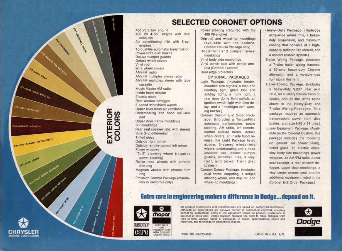 oem color shades from the factory in 1973