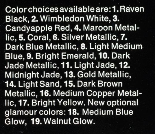 an image showing the color names for Ford bronco in 1979