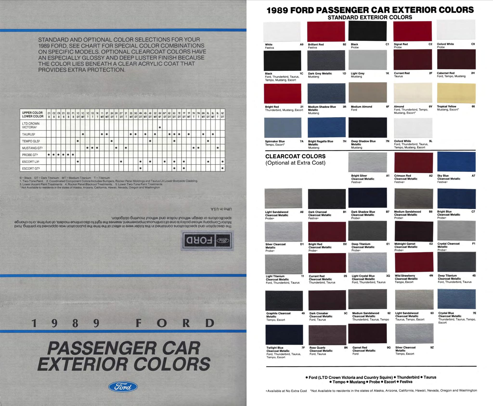 All 1989 Ford Model Paint Chart