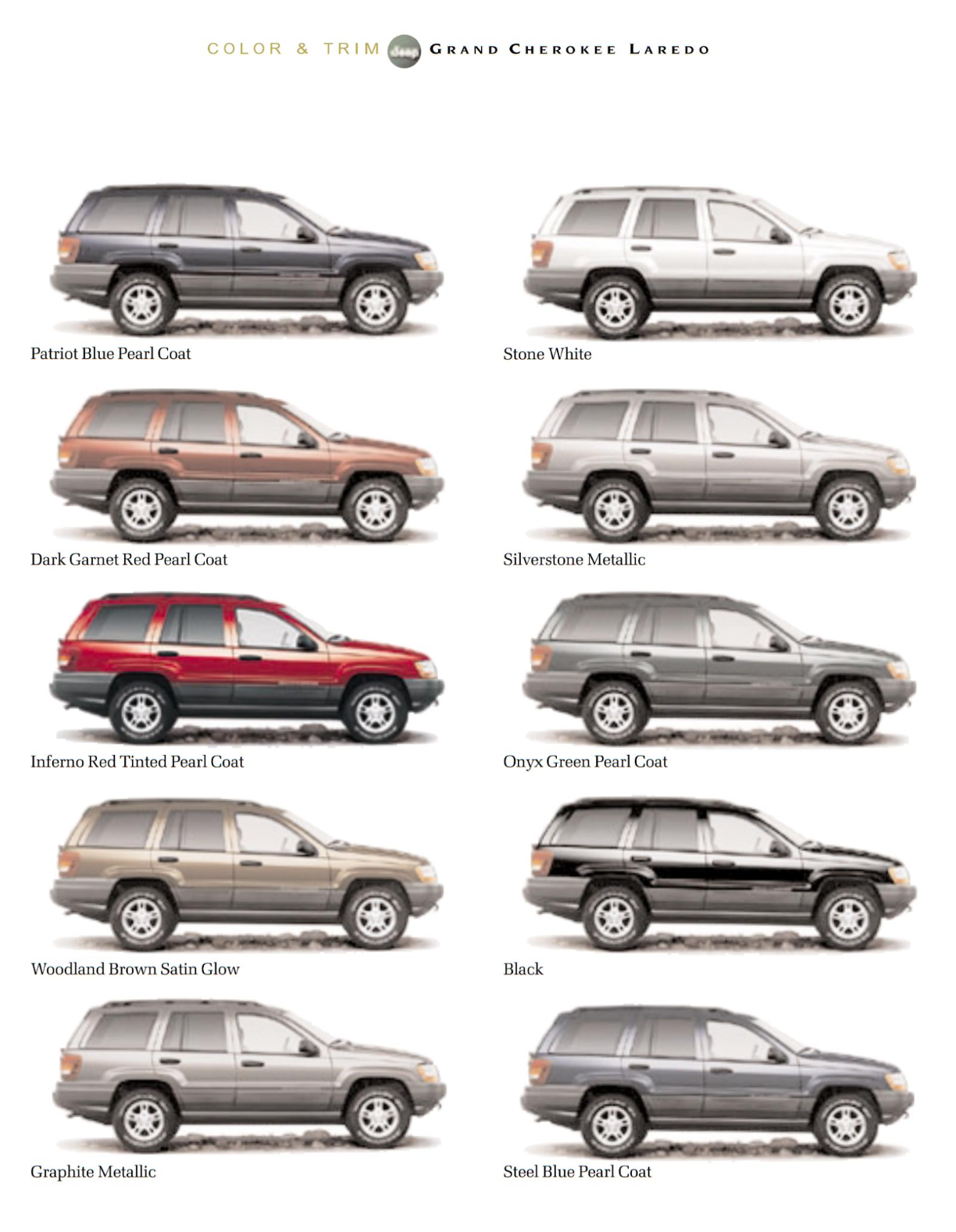Jeep Grand Cherokee Paint Charts And Paint Codes