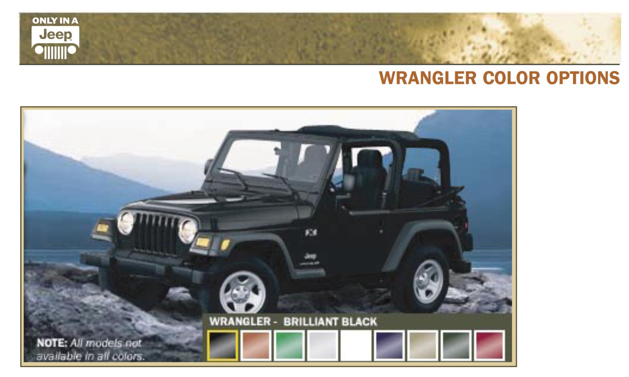 1997 jeep wrangler paint colors