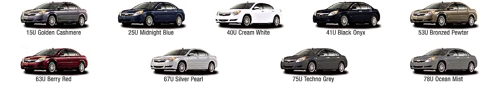 Gm 2007 Paint Charts And Codes - 2007 Saturn Aura Paint Colors Chart