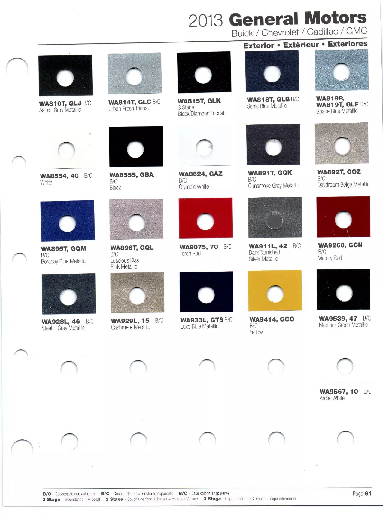 Paint codes and their Color Example used on all General Motor Vehicles