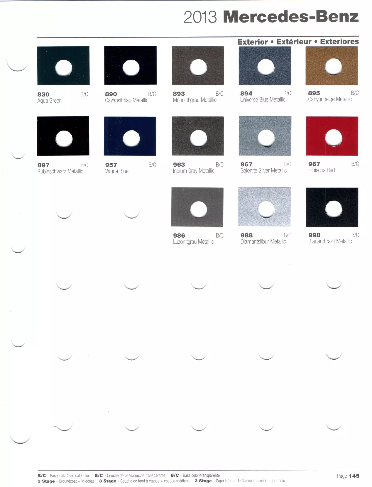 Paint codes, and their ordering stock numbers for their color on 2013 vehicles