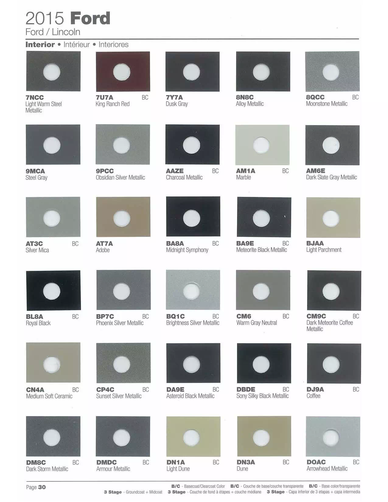 2015 Ford and Lincoln Vehicles Paint Codes and Color Swatches