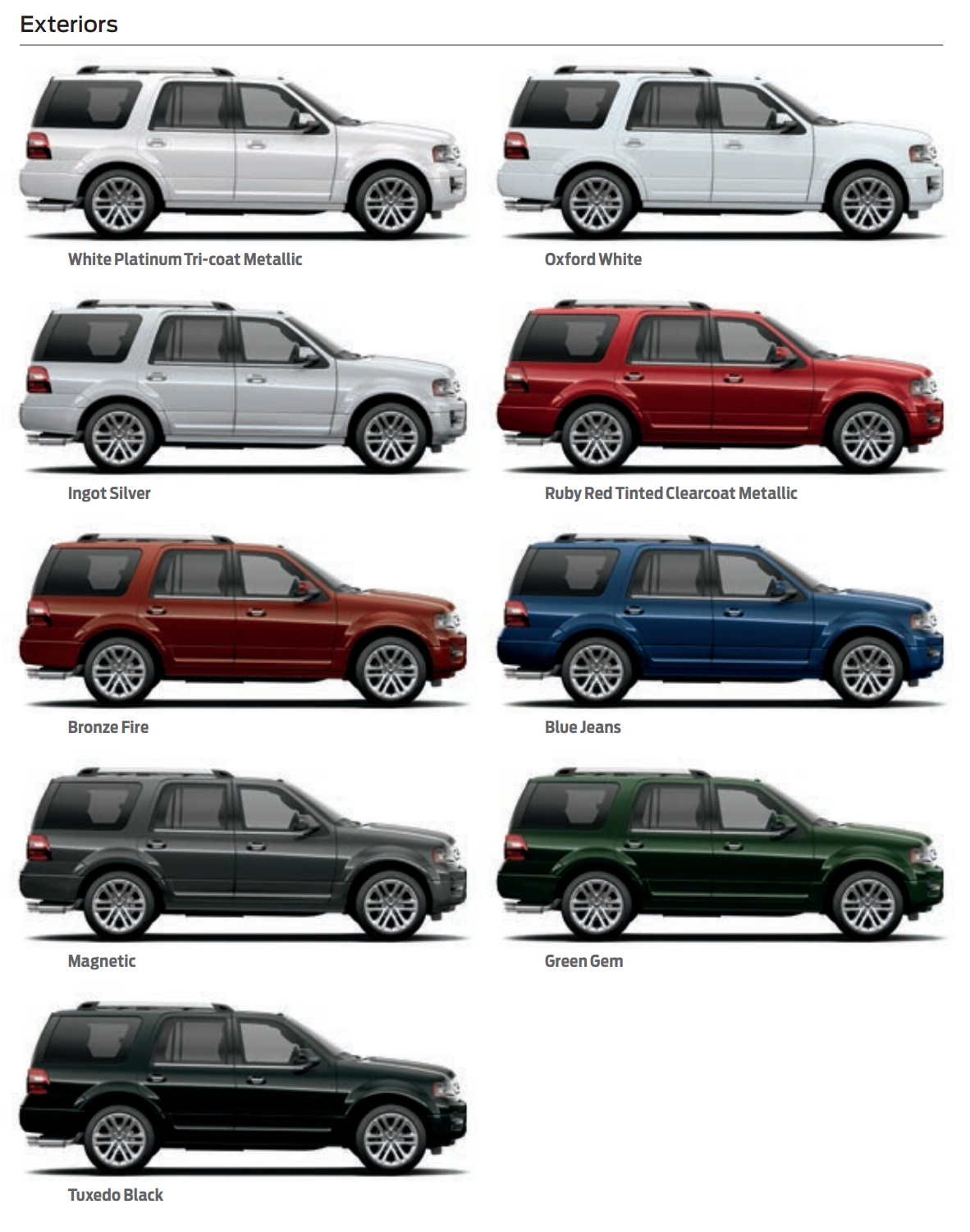 Complete Ford Expedition Paint Code History