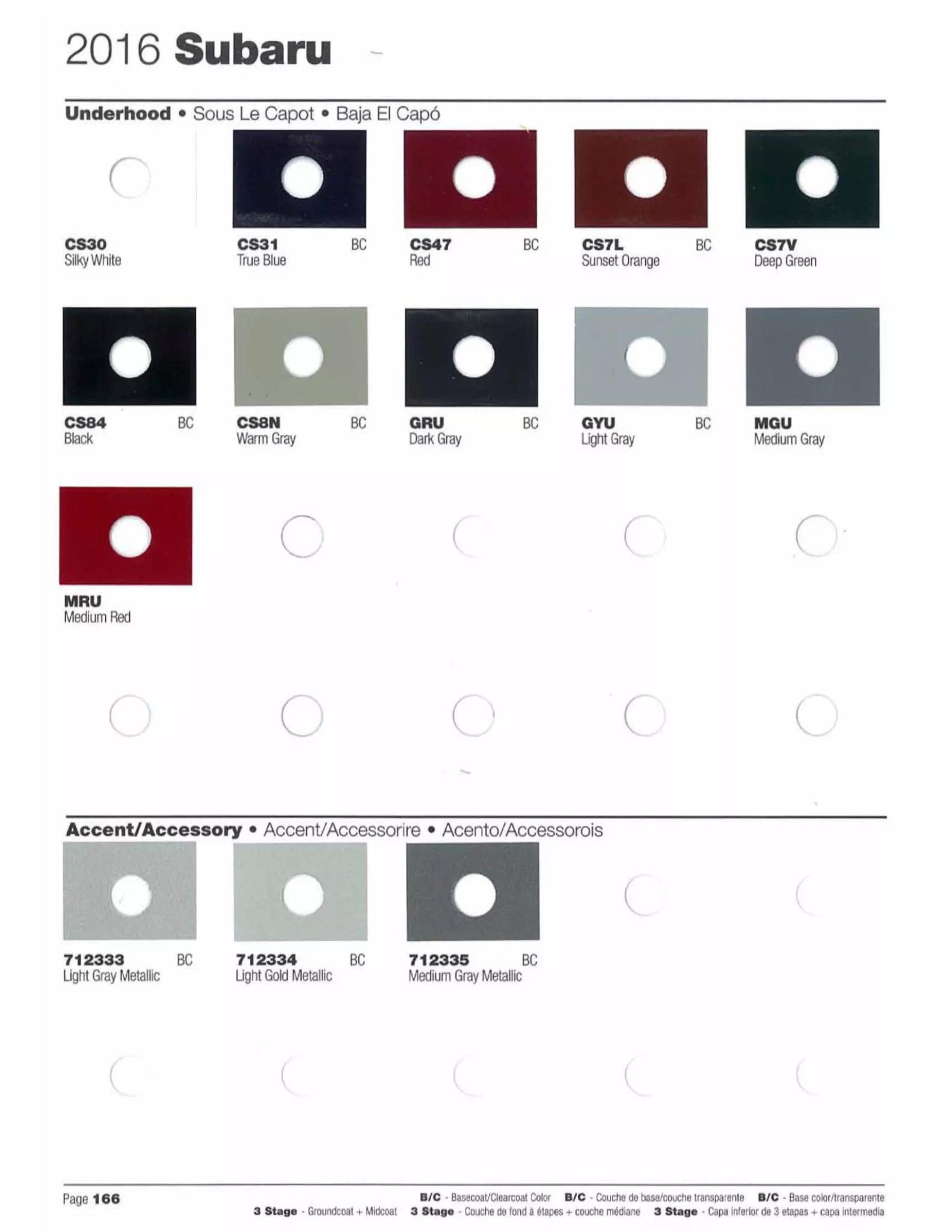 color chips for Subaru Paint Codes