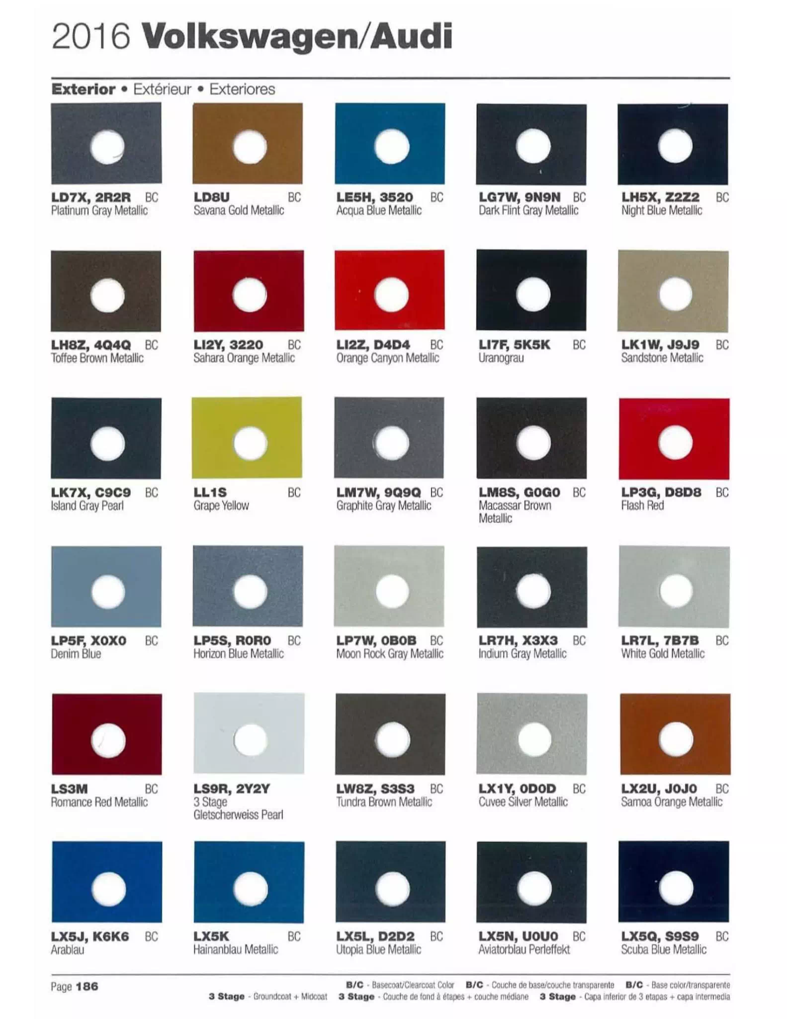 Exterior Colors Used on Volkswagen and Audi on 2016