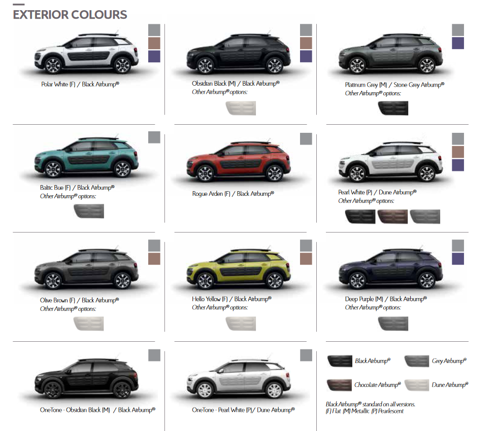 color shades for exterior colors of citroen vehicles.  this guide helps you order paint