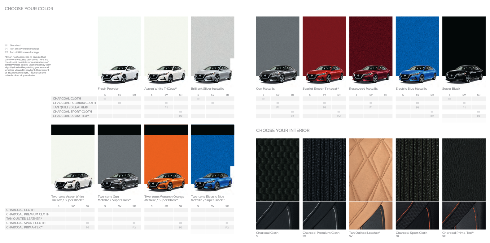 Exterior Colors Used on a 2021 Nissan Vehicle