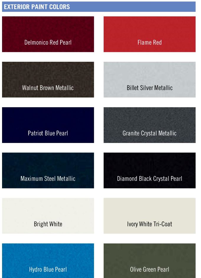 Dodge All Model Paint Codes And Color Chart Chips Oem Examples - Dodge Ram Paint Colors 2020