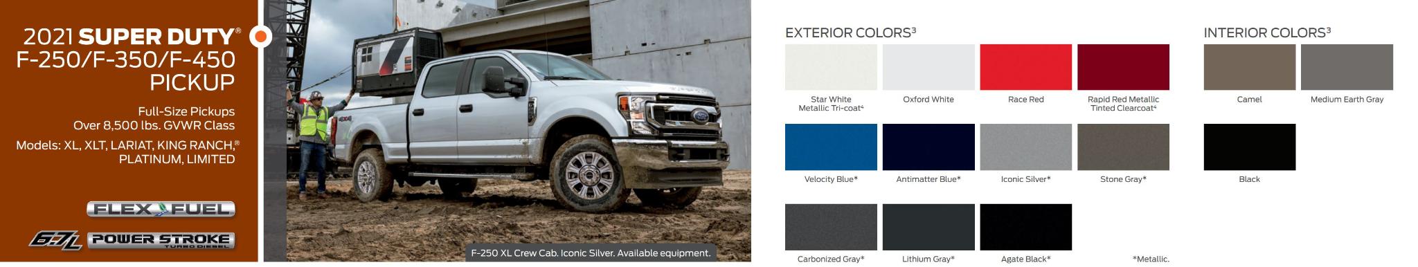 Colors used on Ford Super Duty in 2021