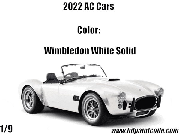 A gif showing the 9 colors that Ac Cars come in in 2022