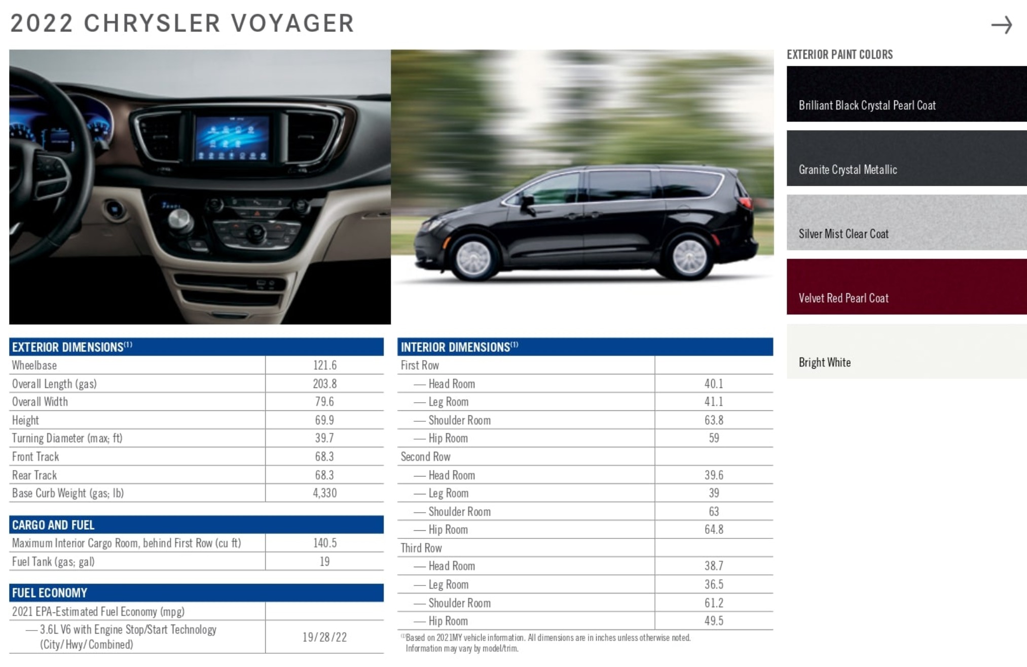 For the 2022 year color shades and examples of the exterior color of the Chrysler model.