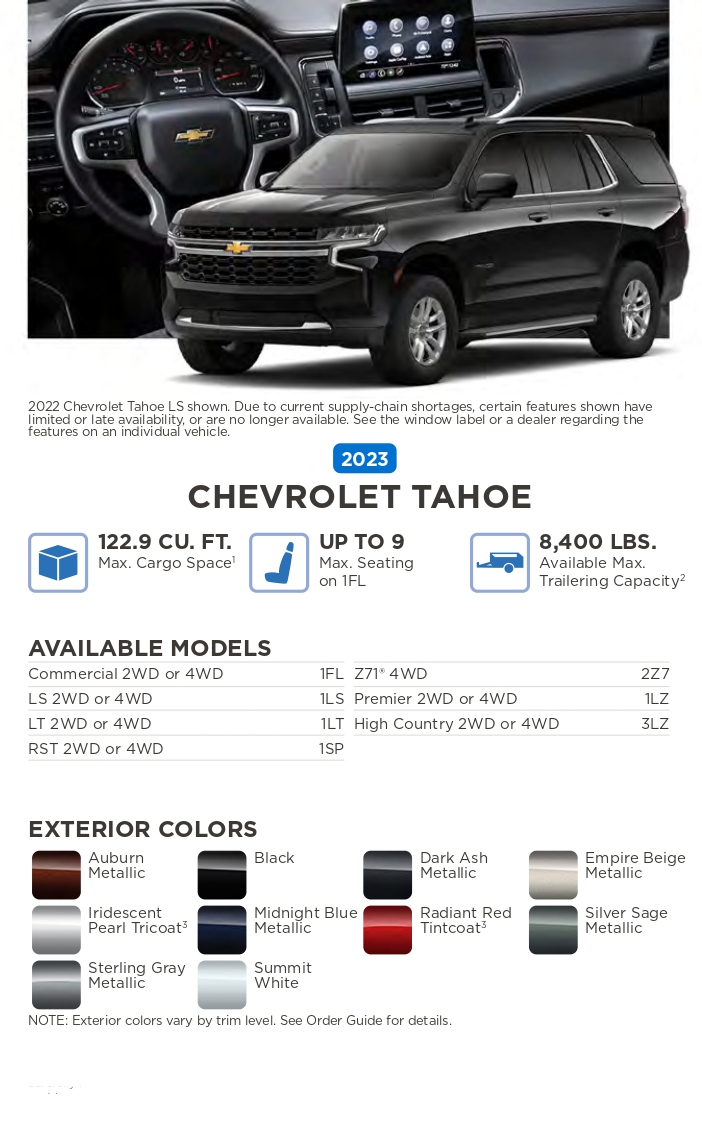 2023 Chevrolet vehicle example and exterior colors that come on the vehicle