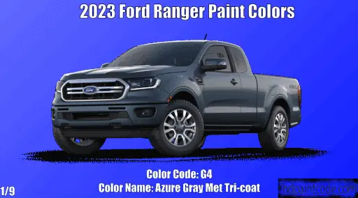2023 Ford Ranger vehicle example, colors, and paint color names on a animated gif 