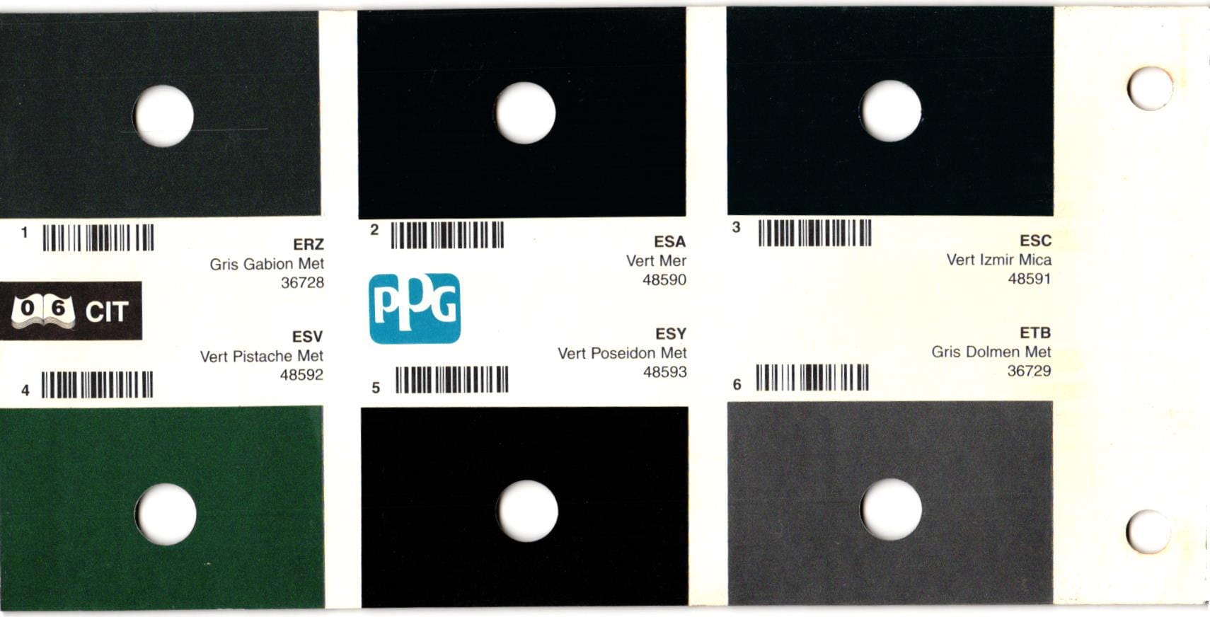 Paint codes, color swatches and PPG mixing formula numbers for the stand varience of ppg paints