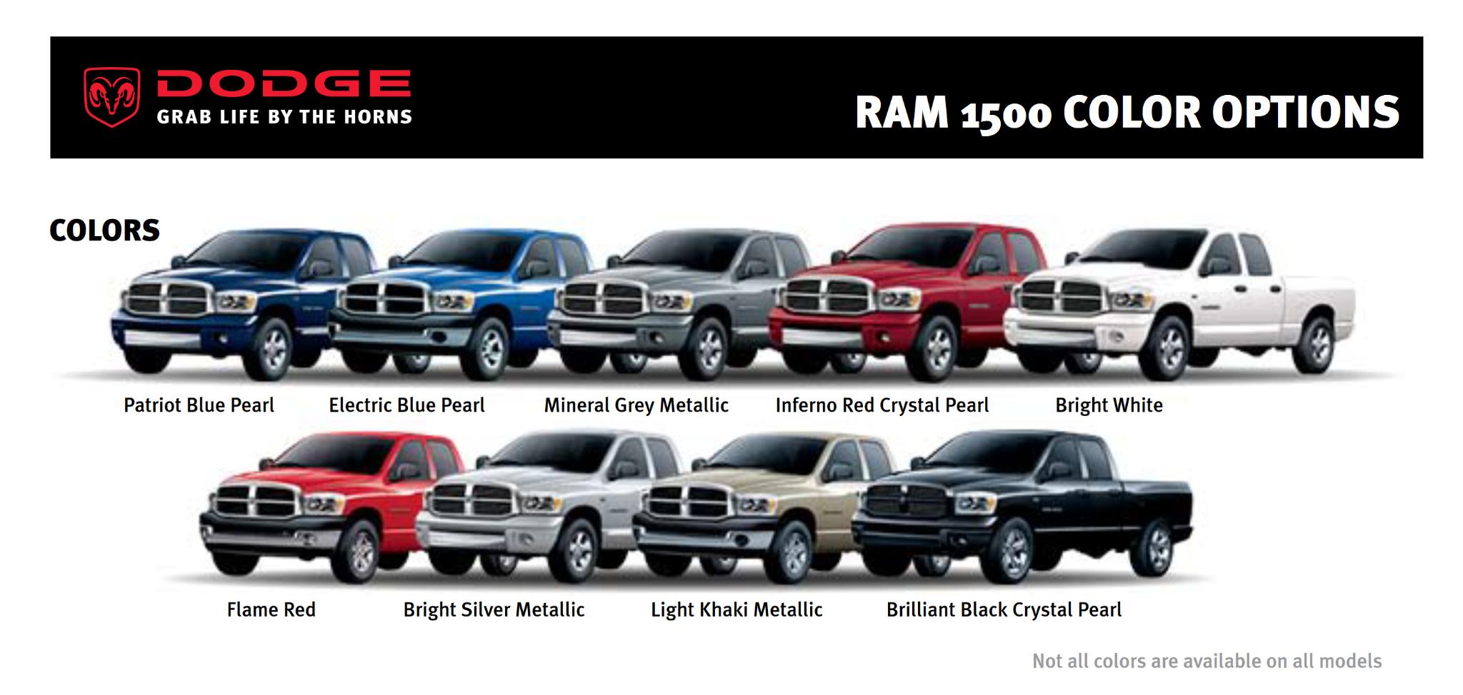 Dodge Ram 1500 Paint Codes And Color Charts