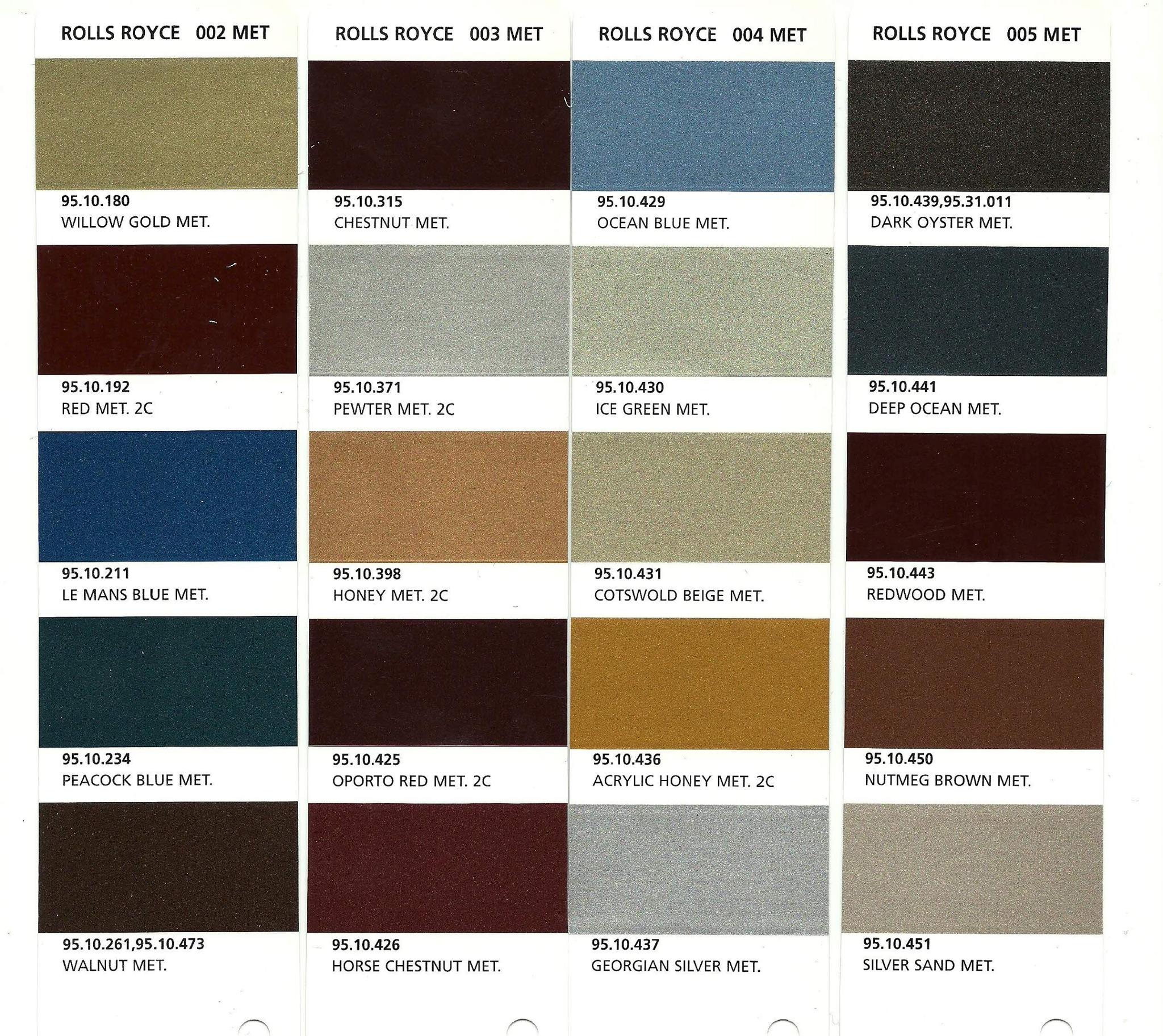 Rolls Royce Paint Codes Color Charts Images