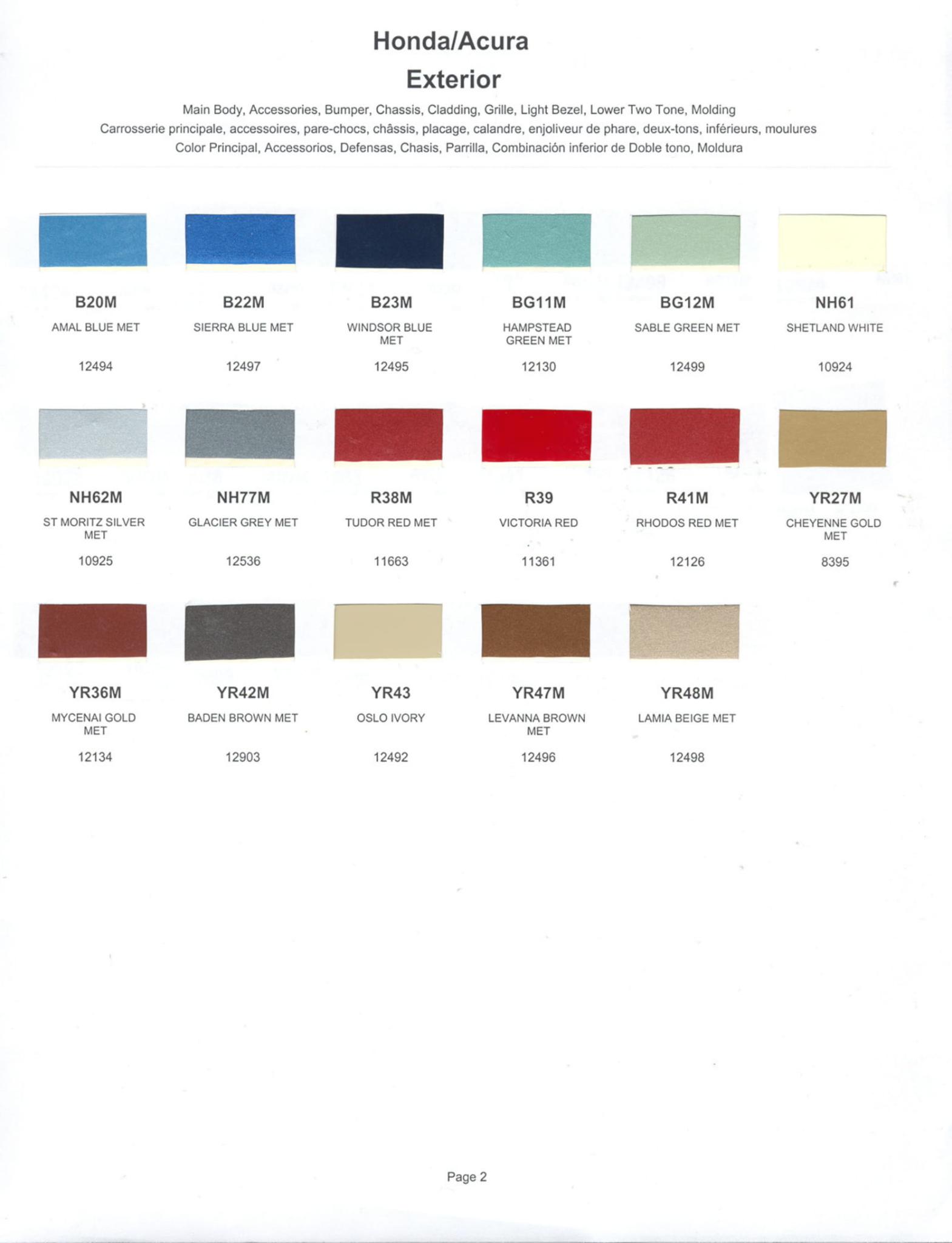 Paint Codes and color chart examples