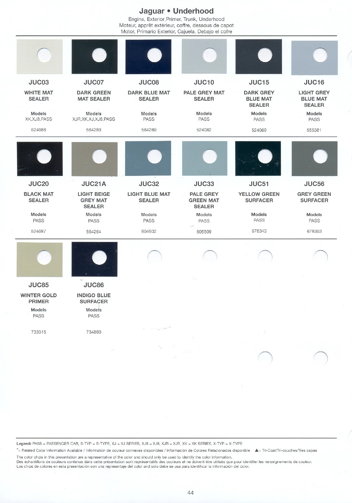 paint codes and color swatches