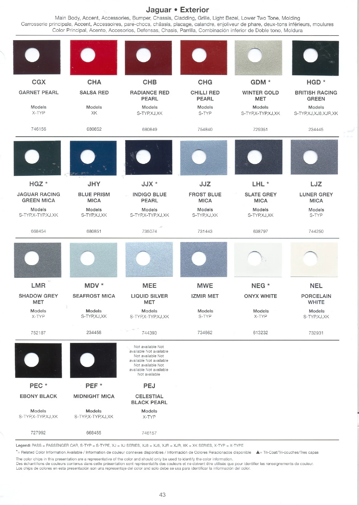 paint codes and color swatches