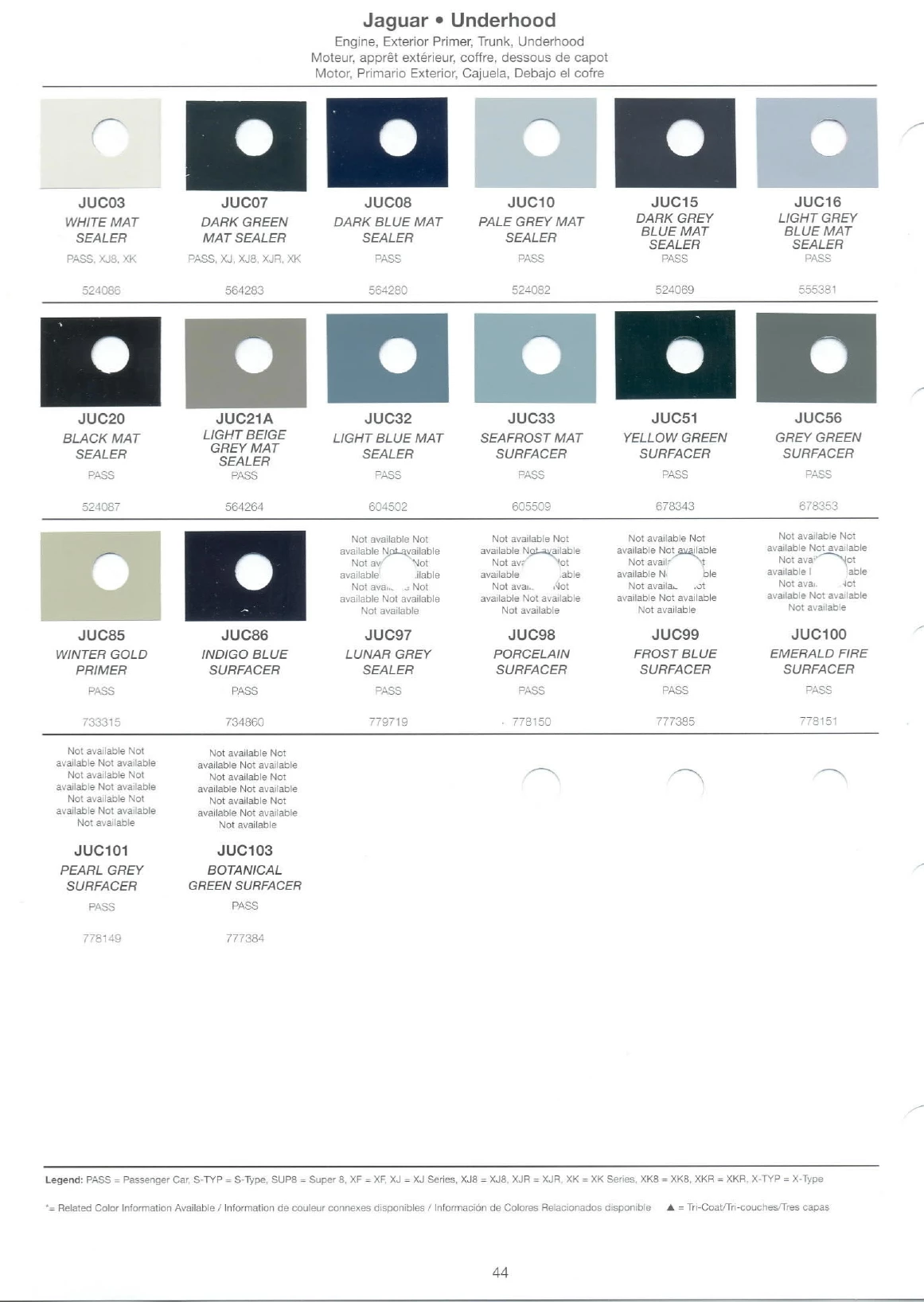 paint codes and color swatches