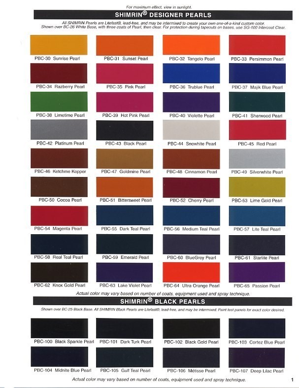 House Of Kolor - Color Chart Dupont Automotive Paint