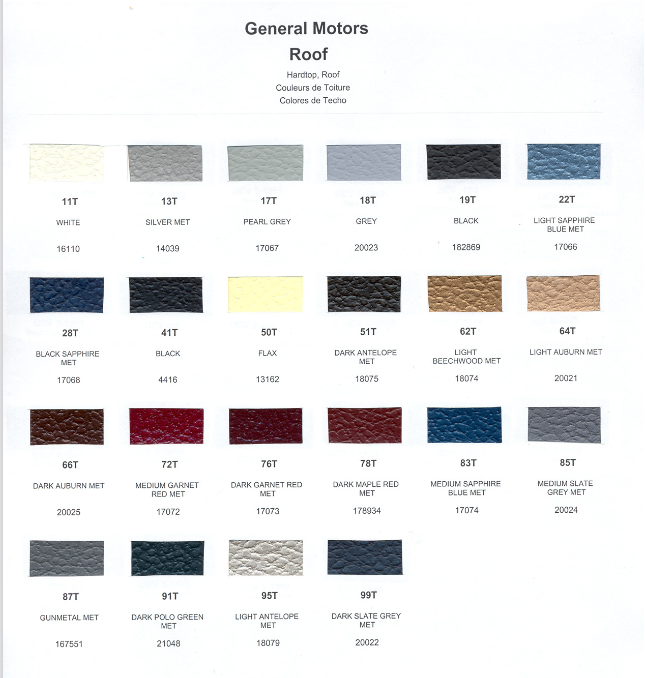 Paint Color and Code Chart